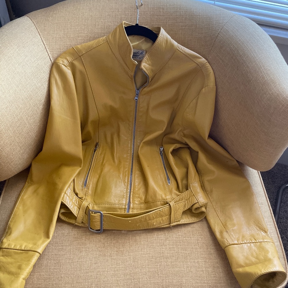 Yellow Sporty Italian Leather Jacket